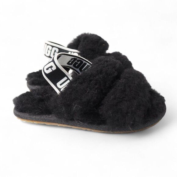 UGG Oh Fluff Yeah Slingback Slide Sandals Black 1116636T Toddler 6 - Picture 4 of 10